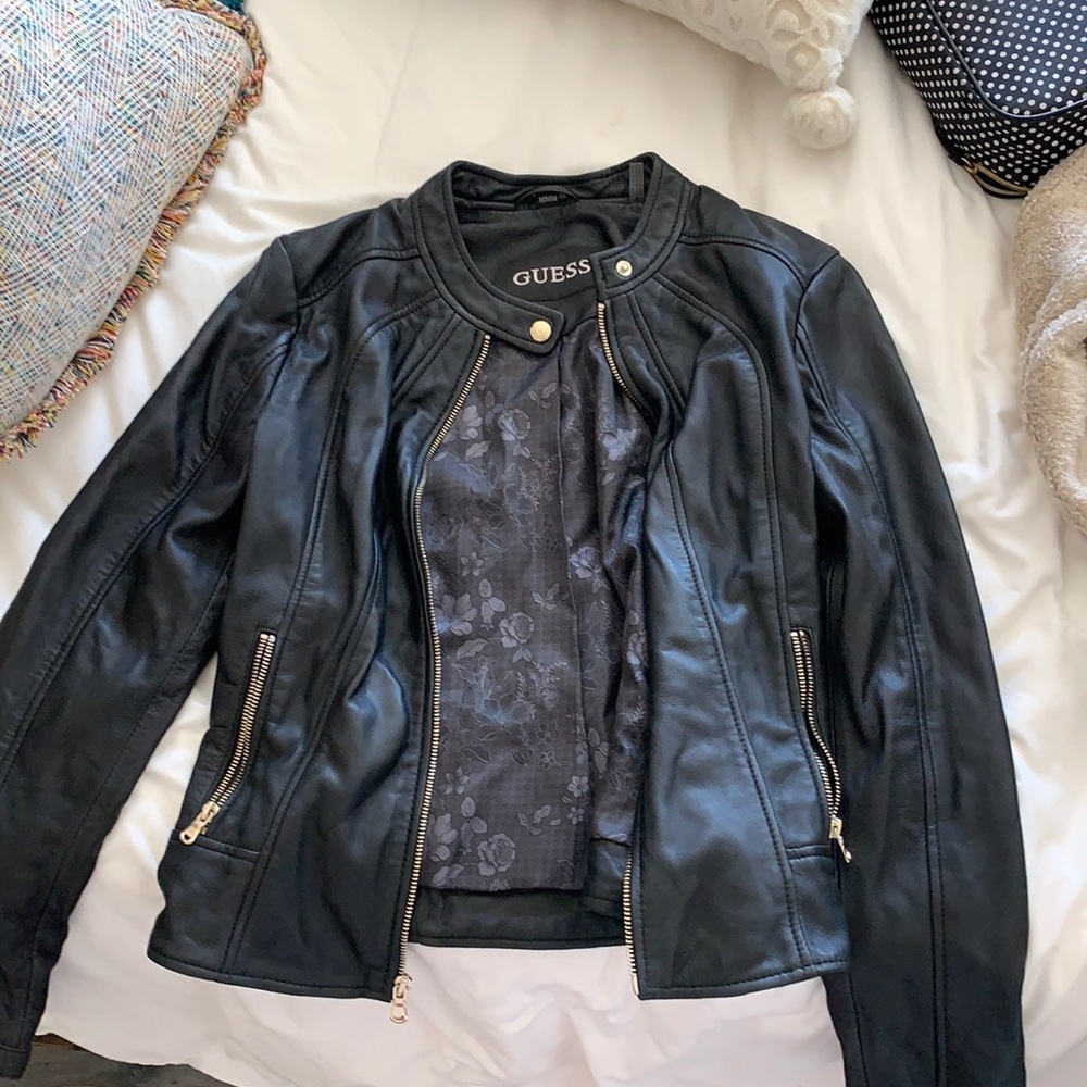 Vintage Guess Racer Leather Jacket